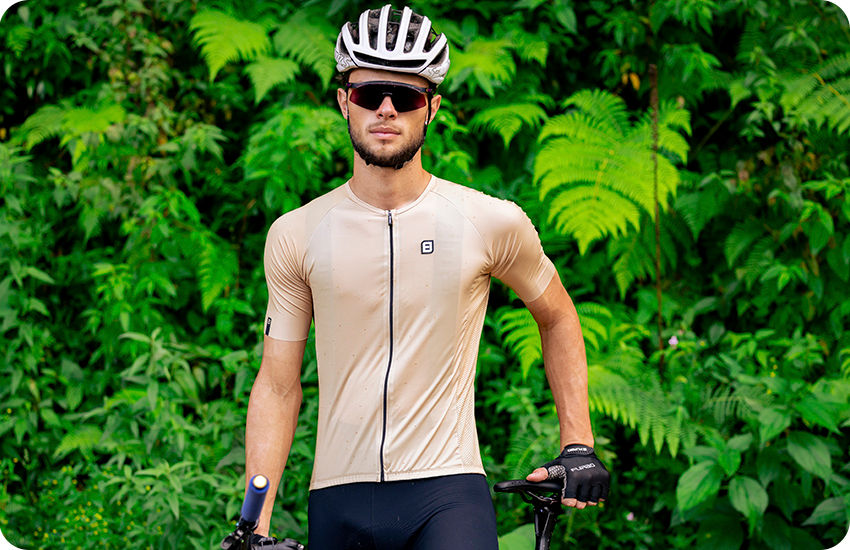 camisa ciclismo masculina bege 